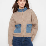 Denim Detail Sweater Jacket