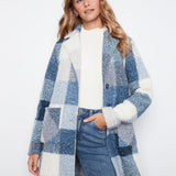 Plaid Boucle Knit Coat - Storm