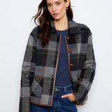 Reversible Plaid Jacket with Leather