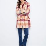 Plaid Boucle Knit Tailored Collar Coat