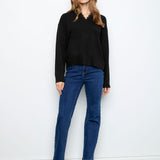 V-Neck Sweater with Woven Trim