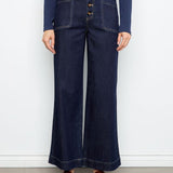 Wide Leg Button Front Pants with Patch Pockets