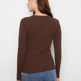 Tencel Rib Long Sleeve Crew Neck - Truffle