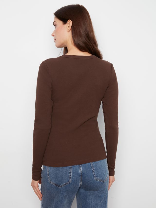 Tencel Rib Long Sleeve Crew Neck - Truffle