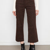 Printed Cropped Wide Leg Twill Pants