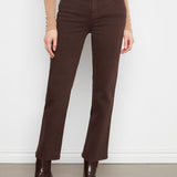 Straight Leg Colored Twill Pants with Elastic Inside Waist