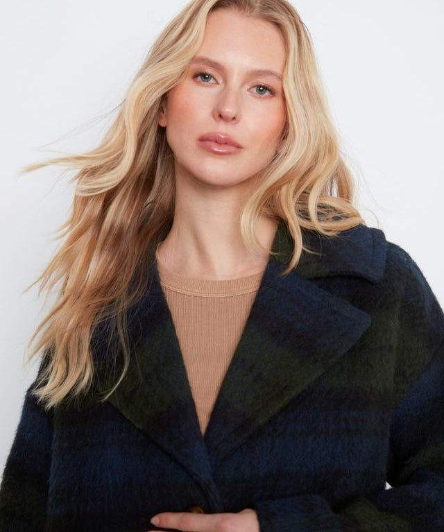 Plaid Wool Blend Jacket