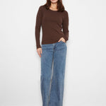 Tencel Rib Long Sleeve Crew Neck - Truffle