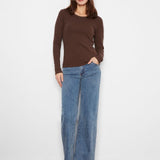 Tencel Rib Long Sleeve Crew Neck - Truffle