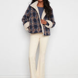 Plaid Bouclé Jacket With Sherpa Trim