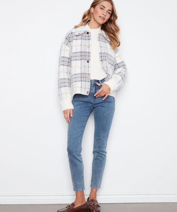 Short Plaid Knit Jacket