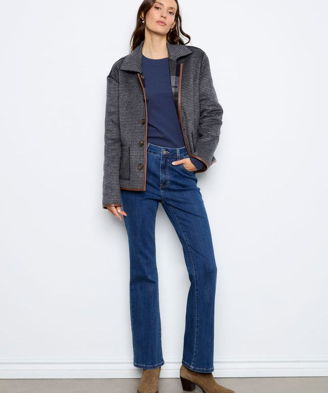 Reversible Plaid Jacket with Leather