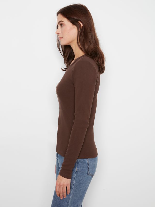 Tencel Rib Long Sleeve Crew Neck - Truffle