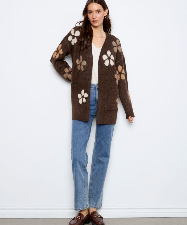 Flower Boucle Long Sleeve Cardigan