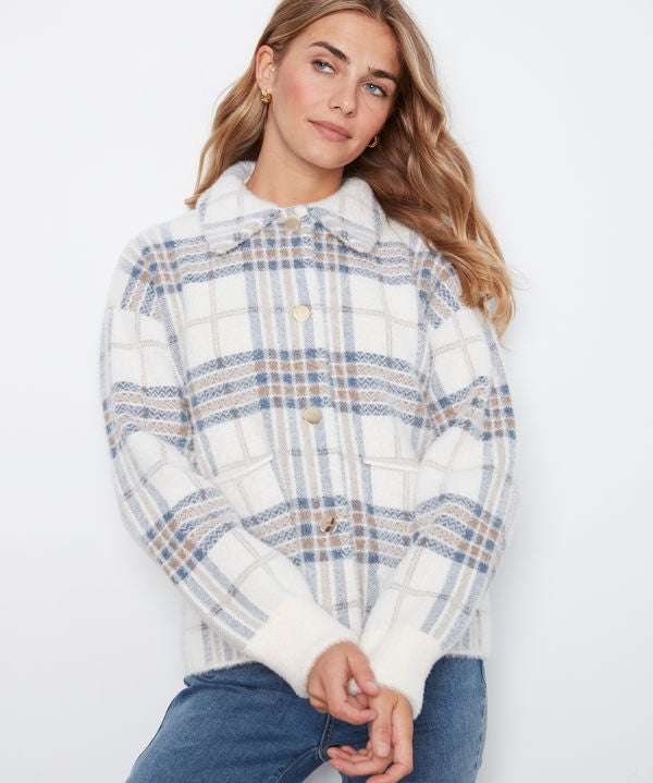 Short Plaid Knit Jacket