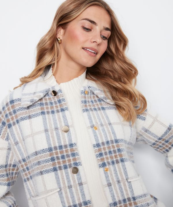 Short Plaid Knit Jacket