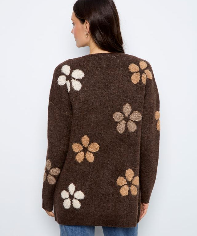 Flower Boucle Long Sleeve Cardigan
