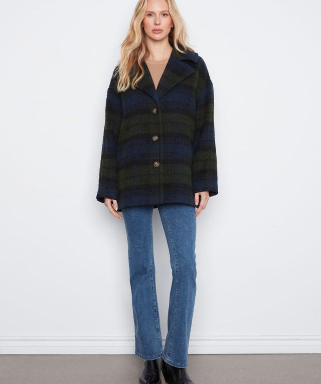 Plaid Wool Blend Jacket