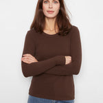 Tencel Rib Long Sleeve Crew Neck - Truffle