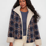 Plaid Bouclé Jacket With Sherpa Trim