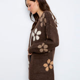 Flower Boucle Long Sleeve Cardigan