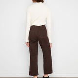 Printed Cropped Wide Leg Twill Pants