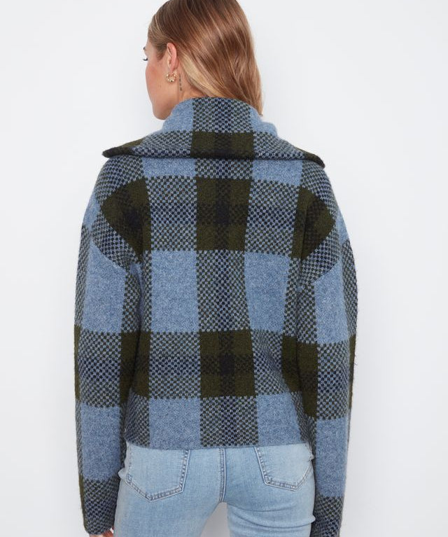 Plaid Zip-Up Cardigan
