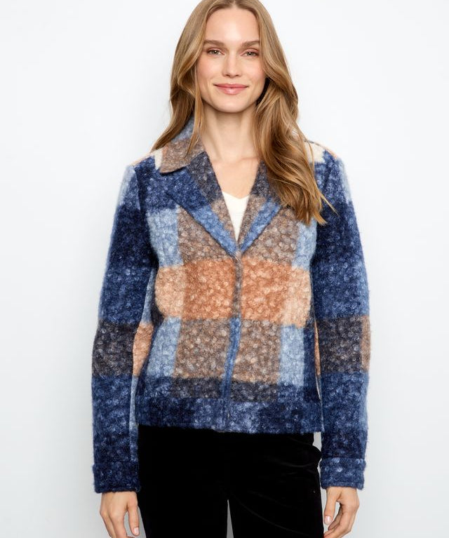 Plaid Boucle Knit Short Coat