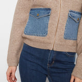 Denim Detail Sweater Jacket