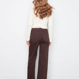 Wide Leg Colored Twill Pants with all over front embroidery