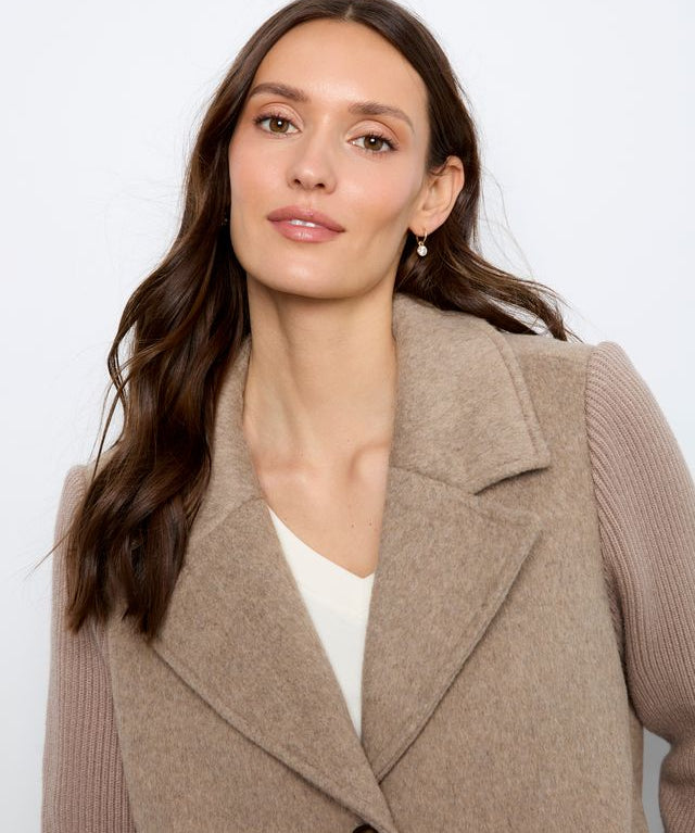 Wool Blend Jacket with Rib Sleeve