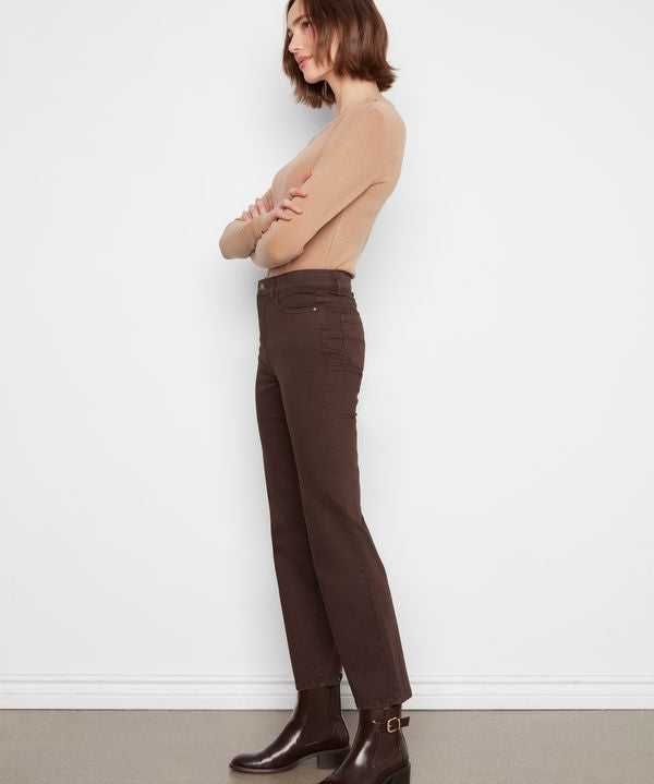 Straight Leg Colored Twill Pants with Elastic Inside Waist