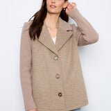 Wool Blend Jacket with Rib Sleeve