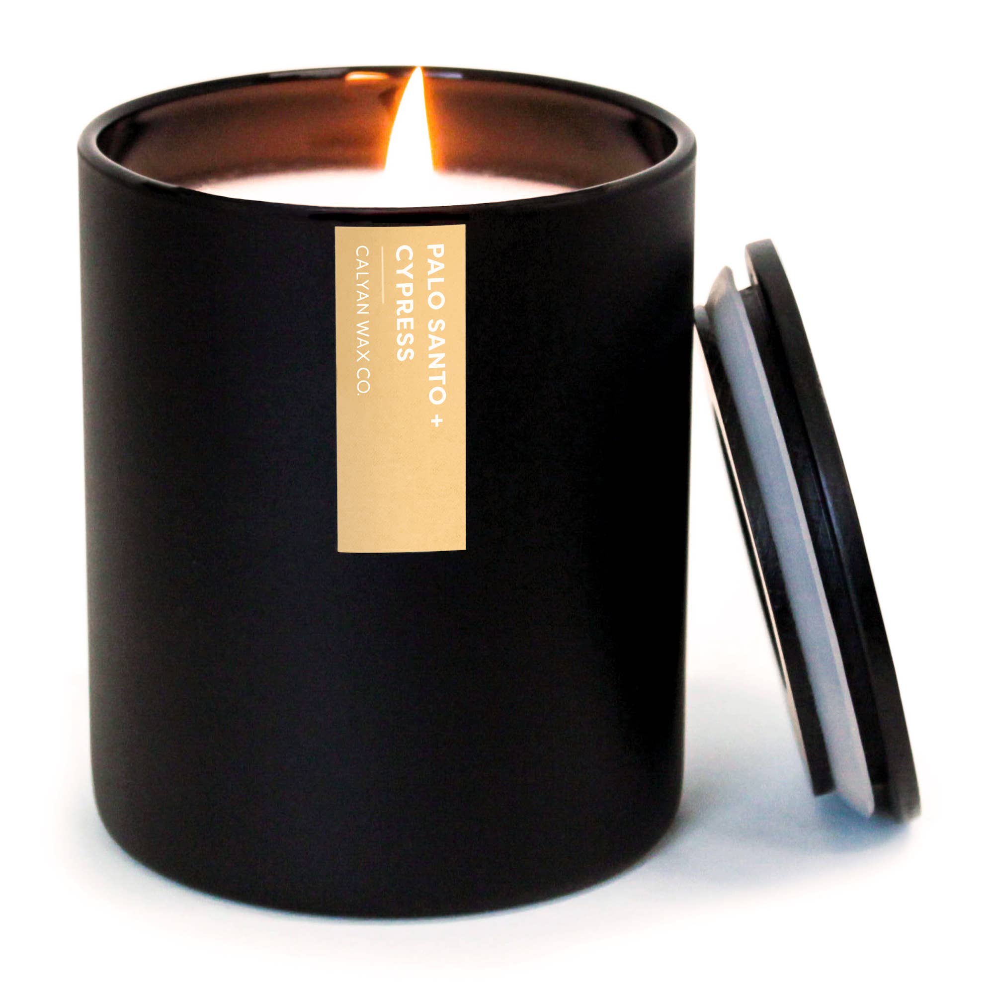 Palo Santo + Cypress Matte Black Glass Tumbler Soy Candle - Calyan Wax Co. - 850048226159 - Sugar River Shoppe - 