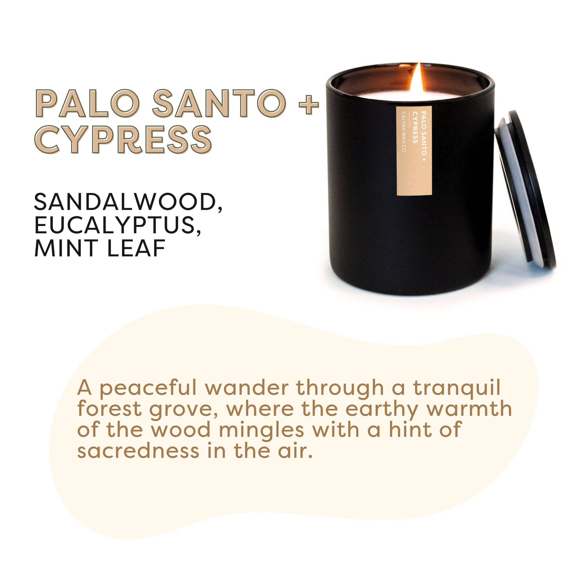 Palo Santo + Cypress Matte Black Glass Tumbler Soy Candle - Calyan Wax Co. - 850048226159 - Sugar River Shoppe - 