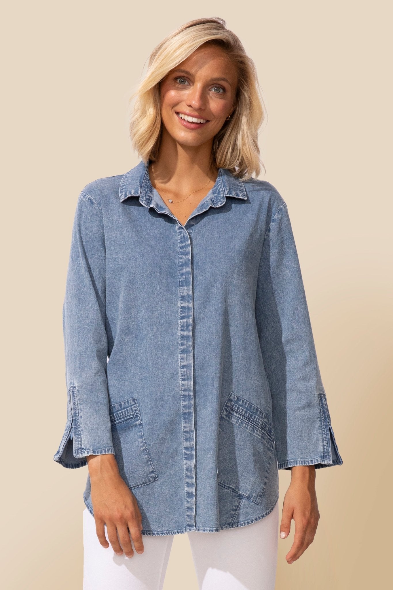 Perfect Travel Shirts Zip Sleeve Shirt - Habitat - 194451678878 - Sugar River Shoppe - 