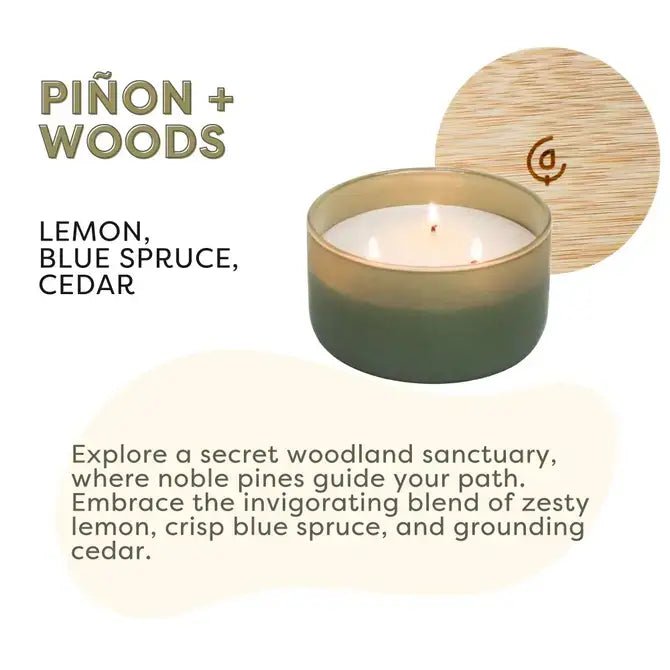 Piñon + Woods - Resilience Series 3 Wick Soy Candle - Calyan Wax Co. - 850048226364 - Sugar River Shoppe - 