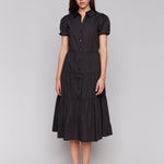 Poplin Puff Sleeve Button - Down Maxi Dress - Charlie B - 690178625015 - Sugar River Shoppe - 