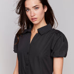 Poplin Puff Sleeve Button - Down Maxi Dress - Charlie B - 690178625015 - Sugar River Shoppe - 