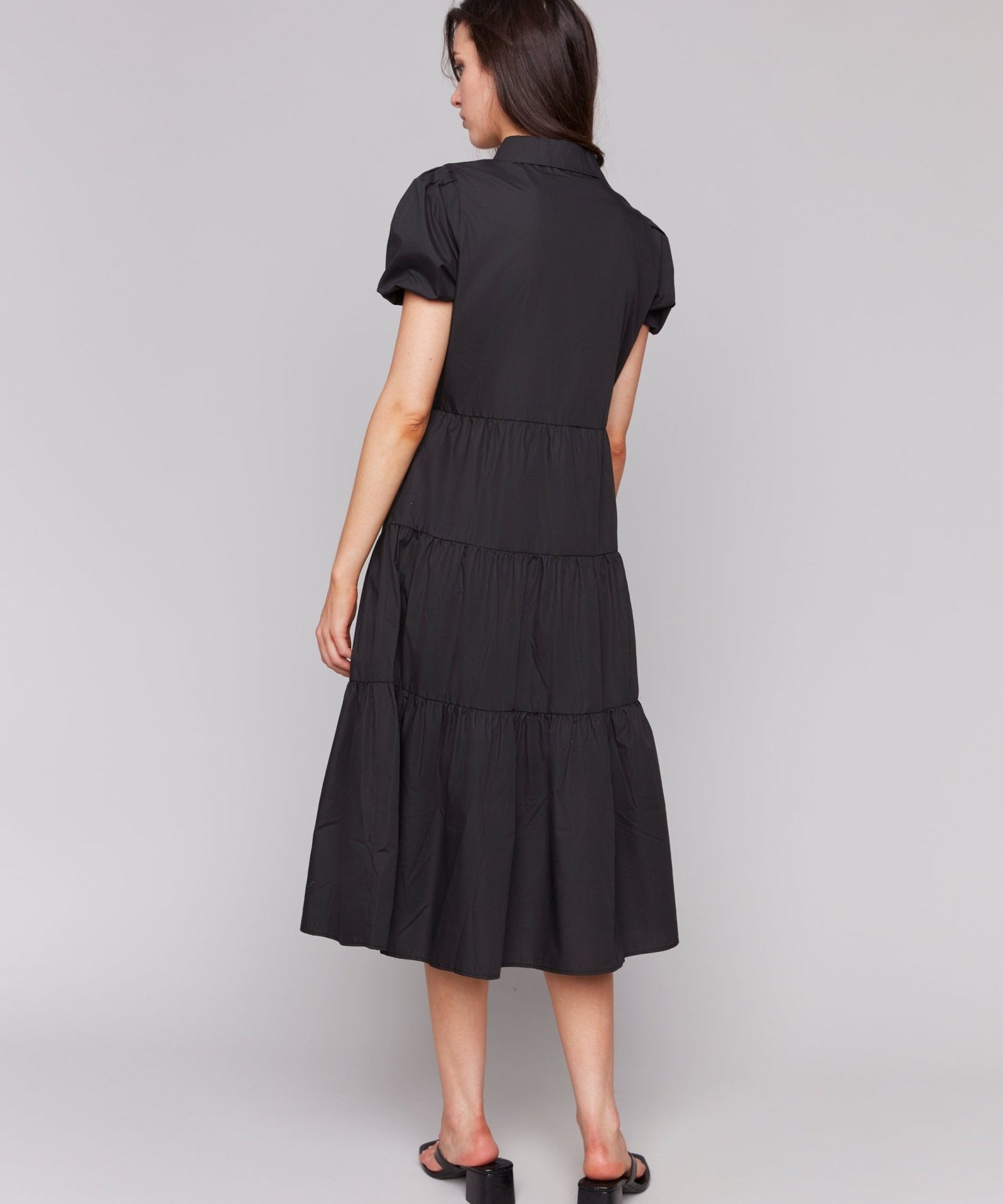 Poplin Puff Sleeve Button - Down Maxi Dress - Charlie B - 690178625015 - Sugar River Shoppe - 