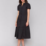 Poplin Puff Sleeve Button - Down Maxi Dress - Charlie B - 690178625015 - Sugar River Shoppe - 