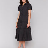 Poplin Puff Sleeve Button - Down Maxi Dress - Charlie B - 690178625015 - Sugar River Shoppe - 