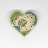Pottery Dish Bowl - Heart Large Pressed Flowers - Walton Clay Studio - 49090600 - Sugar River Shoppe - 