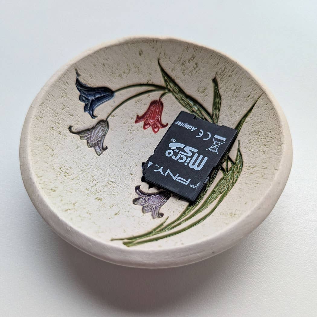 Pottery Dish Bowl - Lilies - Walton Clay Studio - 49287208 - Sugar River Shoppe - 