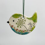 Pottery Ornament - Bird (Pressed Flowers) - Walton Clay Studio - 49451048 - Sugar River Shoppe - 
