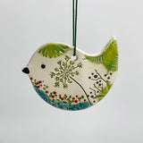 Pottery Ornament - Bird (Pressed Flowers) - Walton Clay Studio - 49451048 - Sugar River Shoppe - 