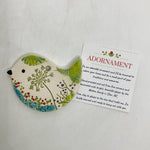 Pottery Ornament - Bird (Pressed Flowers) - Walton Clay Studio - 49451048 - Sugar River Shoppe - 