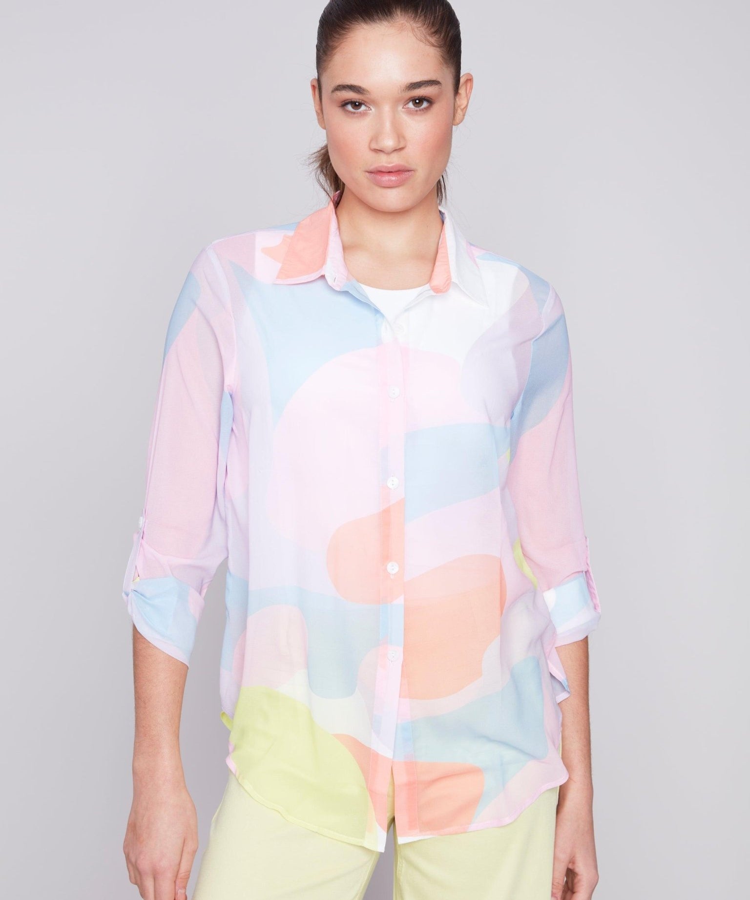 Printed Chiffon Blouse - Charlie B - 690178489587 - Sugar River Shoppe - 