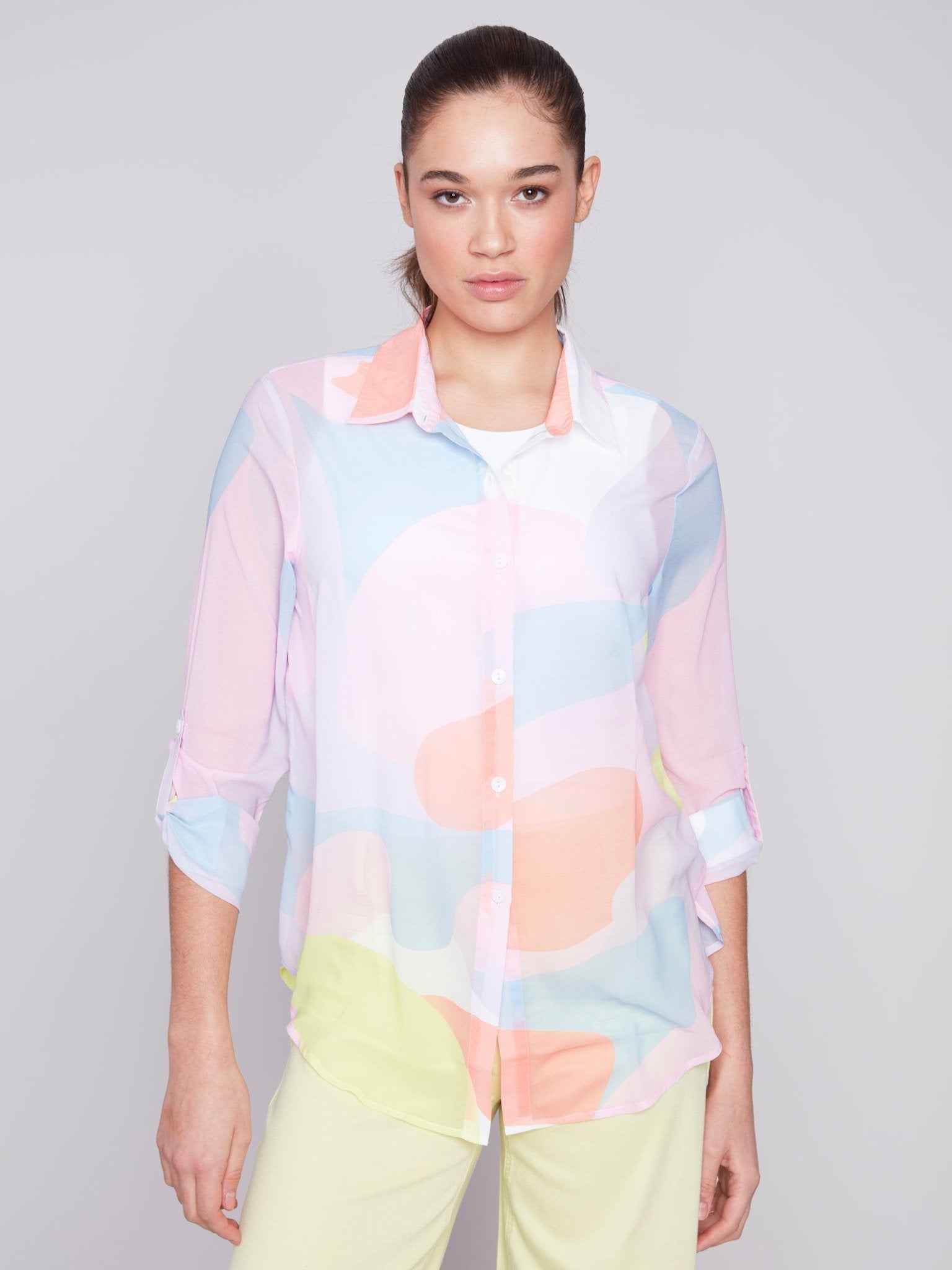 Printed Chiffon Blouse - Charlie B - 690178489587 - Sugar River Shoppe - 