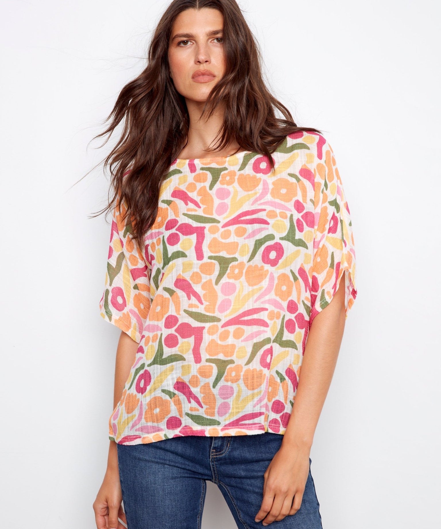 Printed Dolman Cotton Blouse - Charlie B - 690178768262 - Sugar River Shoppe - 